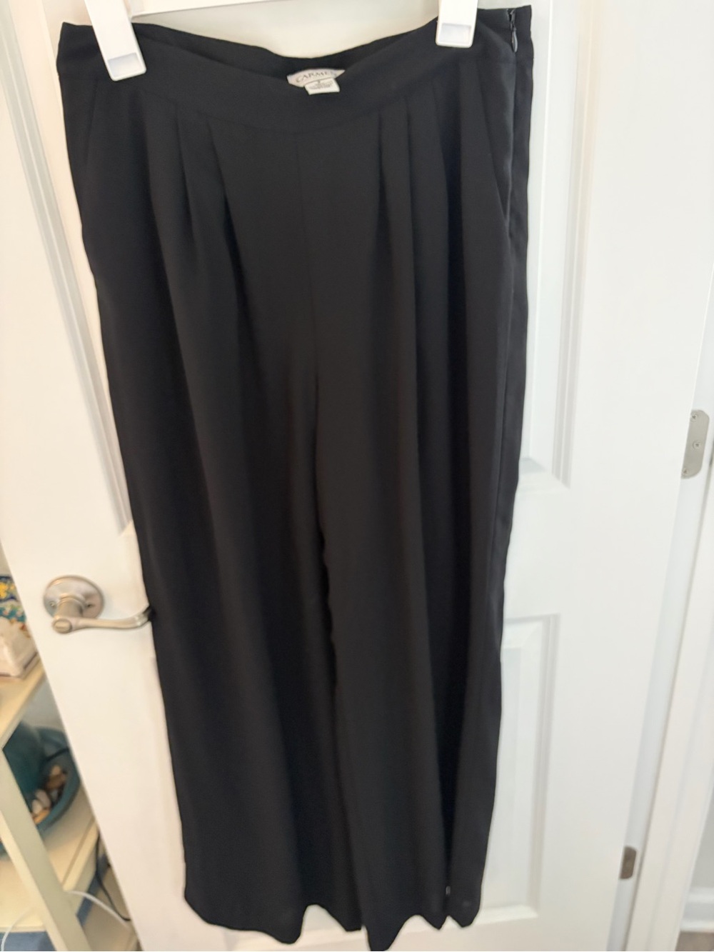 Casual Corner Black Wide-Leg Pleated Trousers